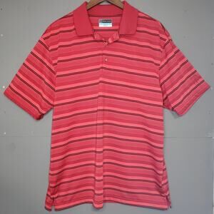 PGA Tour Polo Short Sleeve Red Black Stripe Size X-Large 100% Polyester